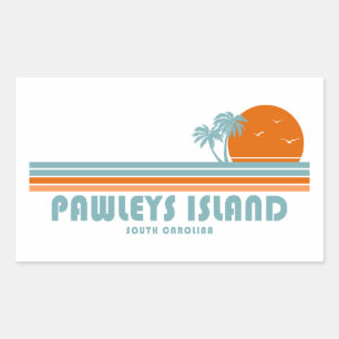 Sticker Rectangulaire Pawleys Island Caroline du Sud Sun Palm Trees