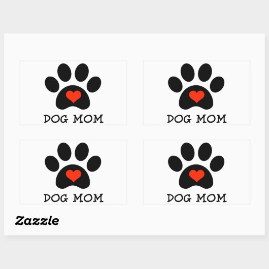 Sticker Rectangulaire Pawprint Chien Maman (Feuille)