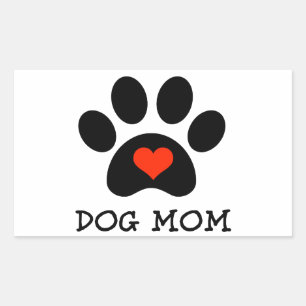 Sticker Rectangulaire Pawprint Chien Maman