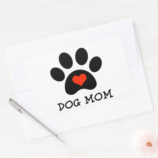Sticker Rectangulaire Pawprint Chien Maman (Enveloppe)