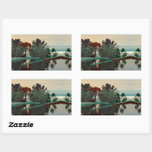 Sticker Rectangulaire PAYSAGE ALIEN, ARBRES, HYPERION LAGON Sci Fi (Feuille)