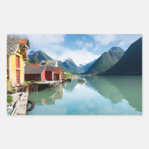 Sticker Rectangulaire Paysage de fjord de Fjaerlandsfjord en Norvège