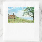 Sticker Rectangulaire Paysage de terrain de pavot peinture aquarelle (Sac)