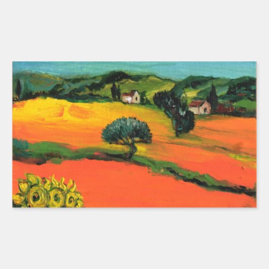 STICKER RECTANGULAIRE PAYSAGE DE TOSCANE AVEC DÉBORDEMENT (Devant)