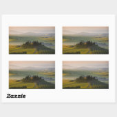 Sticker Rectangulaire Paysage des collines toscanes au lever du soleil (Feuille)