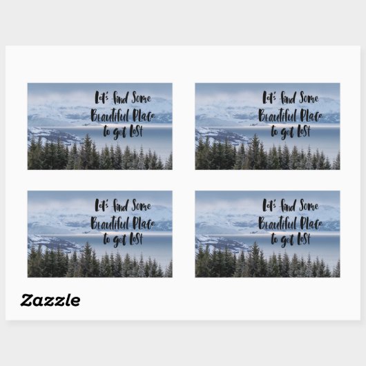 Sticker Rectangulaire Paysage hiver serein (Feuille)