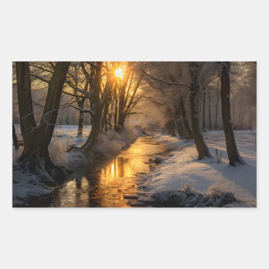 Sticker Rectangulaire Paysage hivernal (généré par AI) (Devant)
