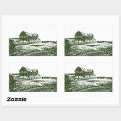 Sticker Rectangulaire Paysage rural maison de ferme de style coupe (Feuille)
