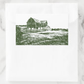 Sticker Rectangulaire Paysage rural maison de ferme de style coupe (Sac)
