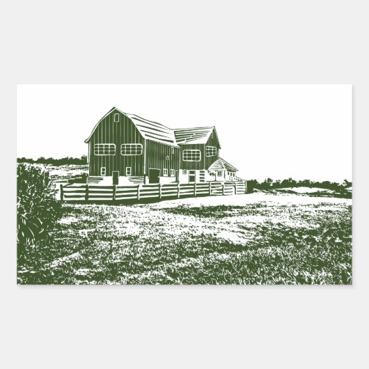 Sticker Rectangulaire Paysage rural maison de ferme de style coupe (Devant)