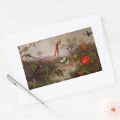 Sticker Rectangulaire Paysage tropical avec dix colibris (Enveloppe)