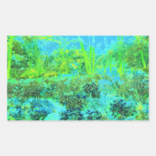 Sticker Rectangulaire Paysage verdoyant et bleu du jardin