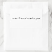 Sticker Rectangulaire Peace Love Cheeseburgers (Sac)