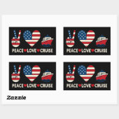 Sticker Rectangulaire Peace Love Cruise USA Vacances Vibes (Feuille)
