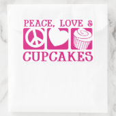 Sticker Rectangulaire Peace Love Cupcakes (Sac)