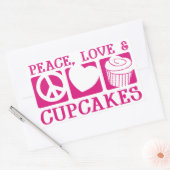 Sticker Rectangulaire Peace Love Cupcakes (Enveloppe)