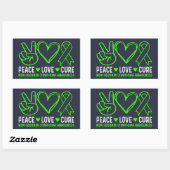 Sticker Rectangulaire Peace Love Cure Lymphoma Sensibilisation (Feuille)