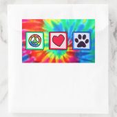 Sticker Rectangulaire Peace, love, dog; pavprint (Sac)