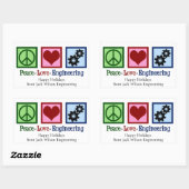 Sticker Rectangulaire Peace Love Engineering Company Custom Christmas (Feuille)