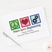 Sticker Rectangulaire Peace Love Engineering Company Custom Christmas (Enveloppe)