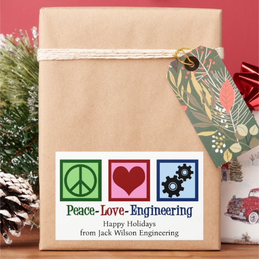Sticker Rectangulaire Peace Love Engineering Company Custom Christmas (vacances)