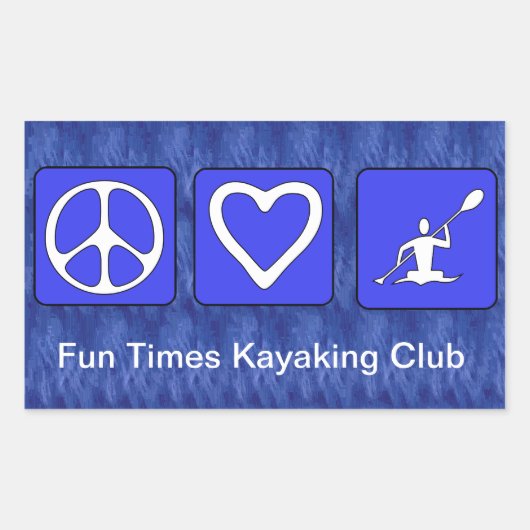 Sticker Rectangulaire Peace Love Kayaking (Devant)