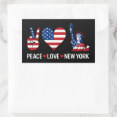 Sticker Rectangulaire Peace Love New York (Sac)