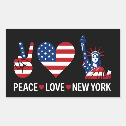 Sticker Rectangulaire Peace Love New York (Devant)