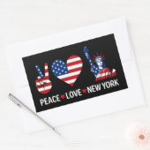 Sticker Rectangulaire Peace Love New York (Enveloppe)