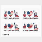Sticker Rectangulaire Peace Love New York (Feuille)