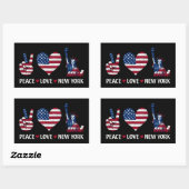 Sticker Rectangulaire Peace Love New York (Feuille)