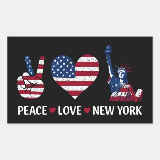 Sticker Rectangulaire Peace Love New York (Devant)