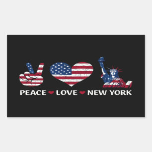 Sticker Rectangulaire Peace Love New York