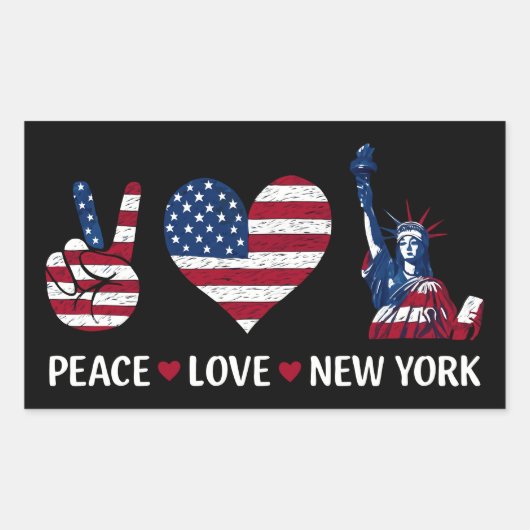 Sticker Rectangulaire Peace Love New York (Devant)