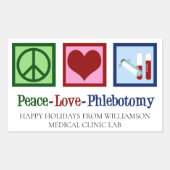 Sticker Rectangulaire Peace Love Phlebotomy Cute Custom Phlebotomist (Devant)