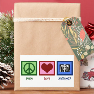 Sticker Rectangulaire Peace Love Radiologie Jolie radiologue Noël