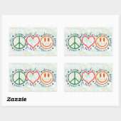 Sticker Rectangulaire Peace Love Smile (Feuille)