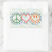 Sticker Rectangulaire Peace Love Smile (Sac)