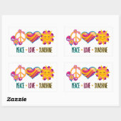 Sticker Rectangulaire Peace Love Sunshine (Feuille)