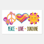 Sticker Rectangulaire Peace Love Sunshine (Devant)