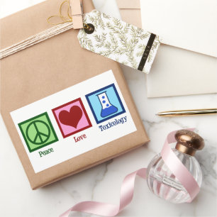 Sticker Rectangulaire Peace Love Toxicology Cute Toxicologist