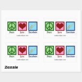 Sticker Rectangulaire Peace Love Trombone Player Cute Custom (Feuille)