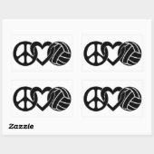 Sticker Rectangulaire Peace Love Volley (Feuille)