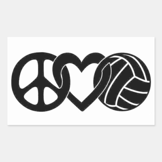 Sticker Rectangulaire Peace Love Volley (Devant)