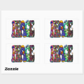 Sticker Rectangulaire Peace Word Art Oiseaux et papillons (Feuille)