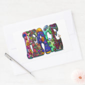Sticker Rectangulaire Peace Word Art Oiseaux et papillons (Enveloppe)