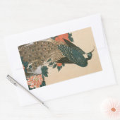 Sticker Rectangulaire Peacock and Peonies de Hiroshige, Art japonais (Enveloppe)