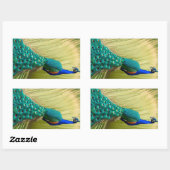Sticker Rectangulaire Peacock bleu dans l'herbe (Feuille)