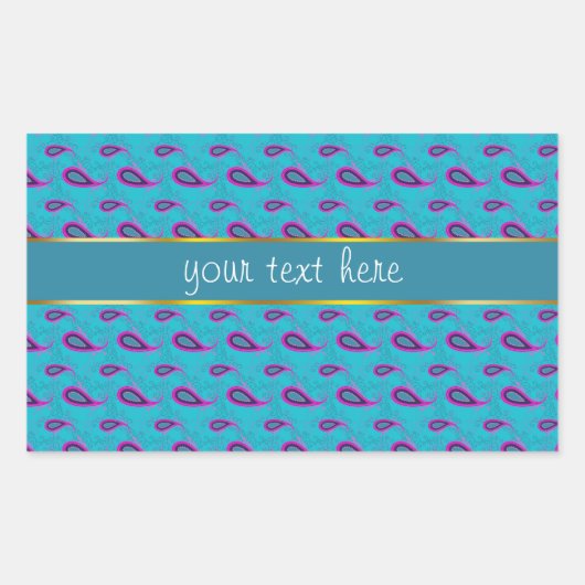Sticker Rectangulaire Peacock Blue Paisley (Devant)
