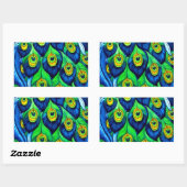 Sticker Rectangulaire Peacock Feathers Design (Feuille)